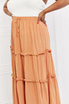 Summer Days Full Size Ruffled Maxi Skirt in Butter Orange