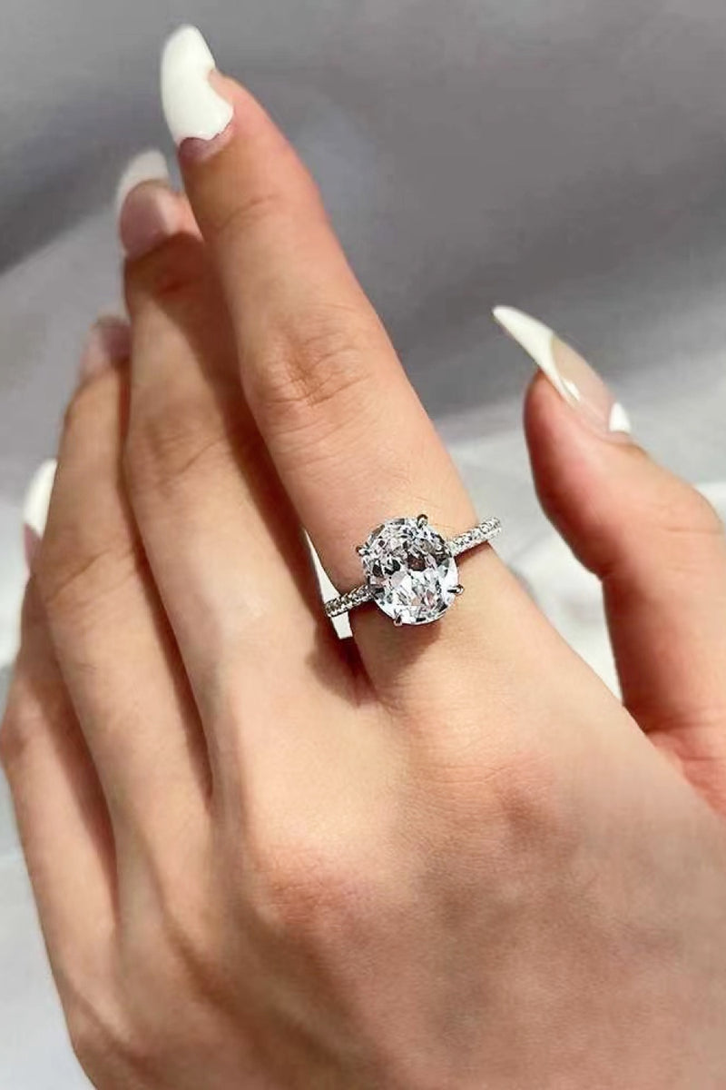 Platinum-Plated Side Stone Ring 2 Carat Moissanite Ring ALLOW 5-12 BUSINESS DAYS FOR SHIPPING