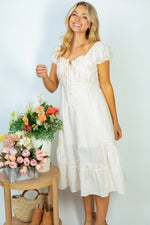 Flower Market Full Size Lace Trim Midi Dress