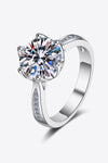 3 Carat Moissanite Rhodium-Plated Side Stone Ring(PLEASE ALLOW 5-14 DAYS FOR PROCESSING AND SHIPPING)