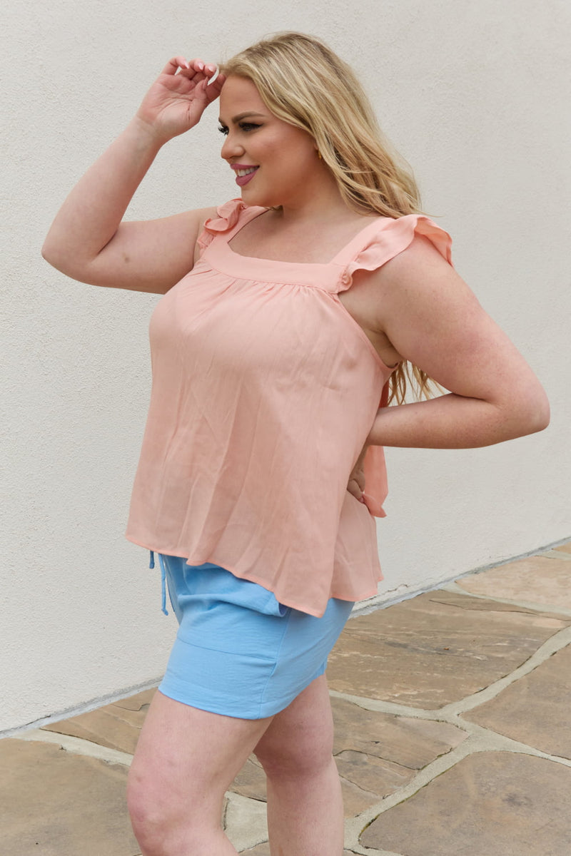 Full Size  Woven Top in Peach