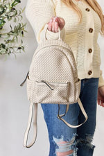 PU Leather Woven Backpack