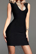 Spliced Fishnet Sleeveless Dress(PLEASE ALLOW 5-14 DAYS FOR PROCESSING AND SHIPPING)