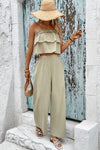 Frill Trim Cami and Wide Leg Pants Set (PLEASE ALLOW 7-15 DAYS FOR SHIPPING AND PROCESSING)