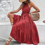 Tie Belt Tiered Midi Dress(PLEASE ALLOW 5-14 DAYS FOR PROCESSING AND SHIPPING)