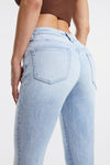 Full Size High Waist Raw Hem Washed Straight Jeans
