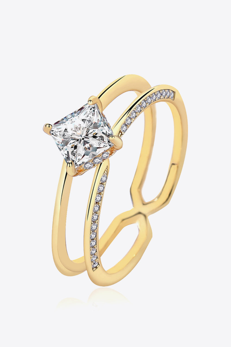 Moissanite 18K Gold-Plated Double-Layered Ring(PLEASE ALLOW 5-14 DAYS FOR PROCESSING AND SHIPPING)