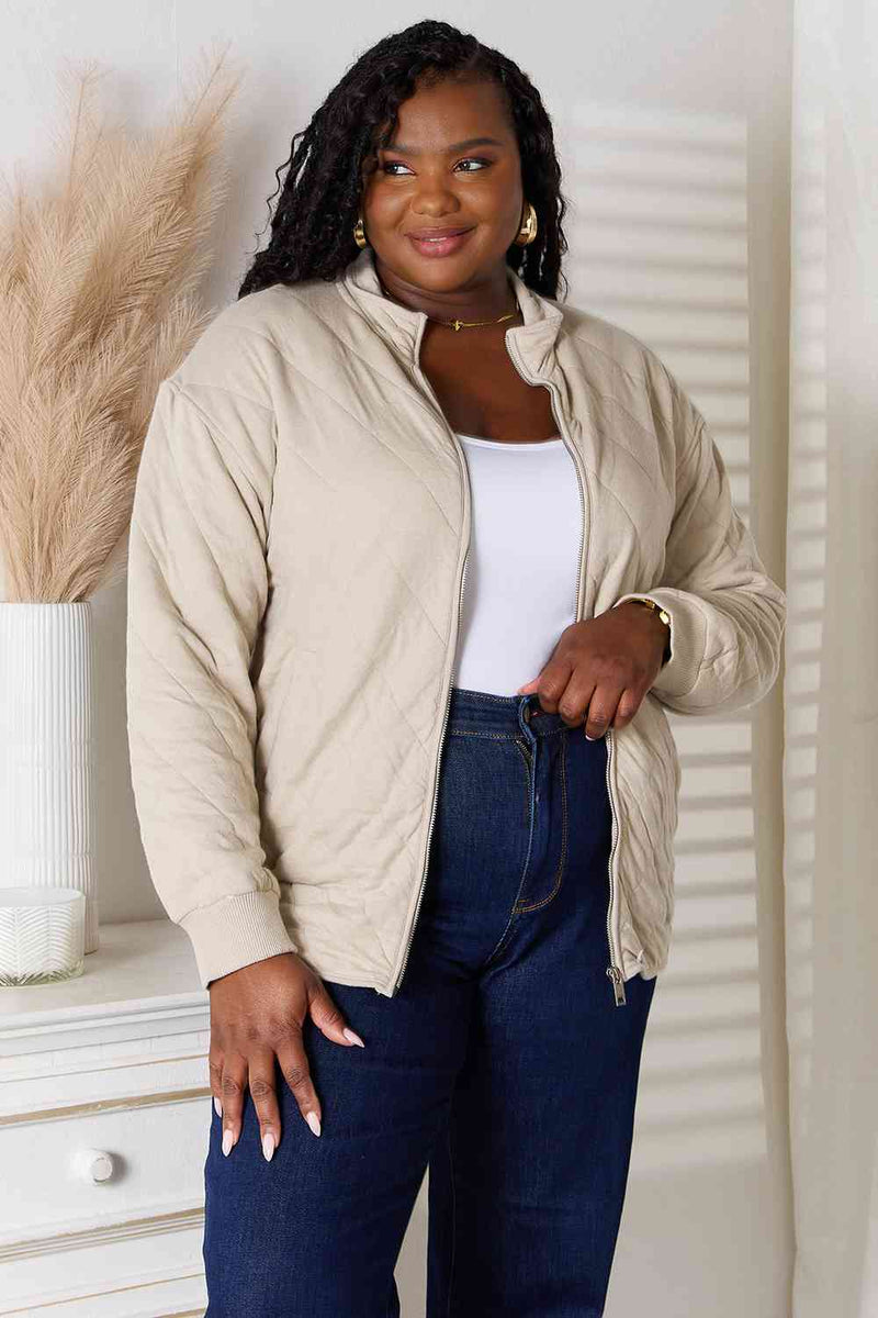 Full Size Zip-Up Jacket with Pockets