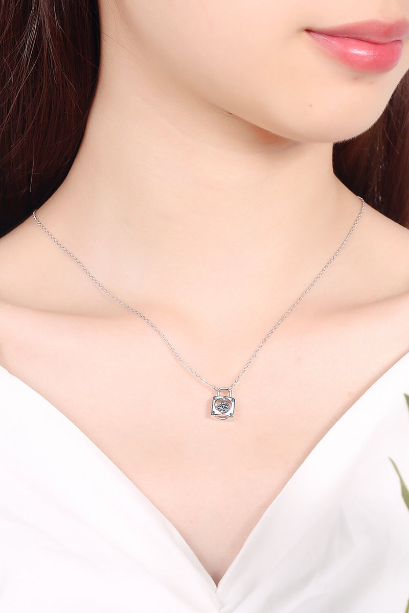 Moissanite Lock Pendant Necklace ALLOW 5-12 BUSINESS DAYS FOR SHIPPING