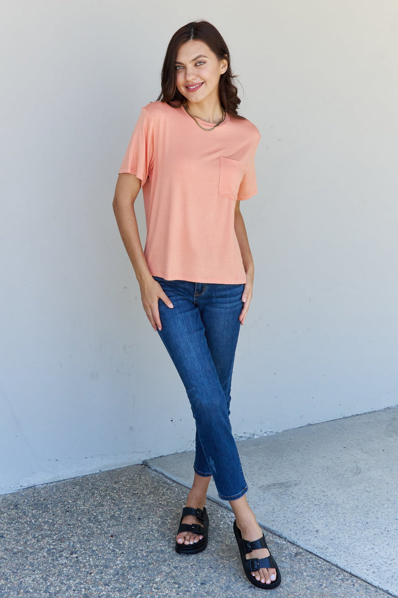 Keep It Simple Oversized Pocket Tee in Burnt Coral
