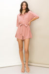 Lovely Time Button-Front Belted Romper
