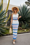 Striped Openwork Cropped Tank and Split Skirt Set (PLEASE ALLOW 5-15 BUSINESS DAYS FOR SHIPPING)