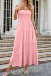 Tie-Shoulder Smocked Tiered Dress(PLEASE ALLOW 5-14 DAYS FOR PROCESSING AND SHIPPING)