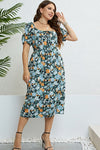 Floral Split Short Sleeve Dress(PLEASE ALLOW 5-14 DAYS FOR PROCESSING AND SHIPPING)