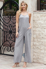 Scoop Neck Wide Leg Jumpsuit with Pockets (PLEASE ALLOW 7-15 DAYS FOR SHIPPING AND PROCESSING)