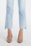 Full Size High Waist Raw Hem Washed Straight Jeans