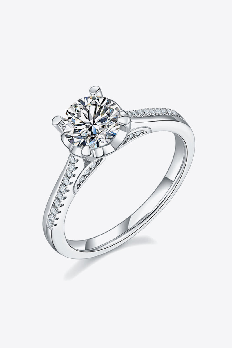 1 Carat Moissanite 925 Sterling Silver Side Stone Ring(PLEASE ALLOW 7-14 BUSINESS DAYS FOR PROCESSING AND SHIPPING)